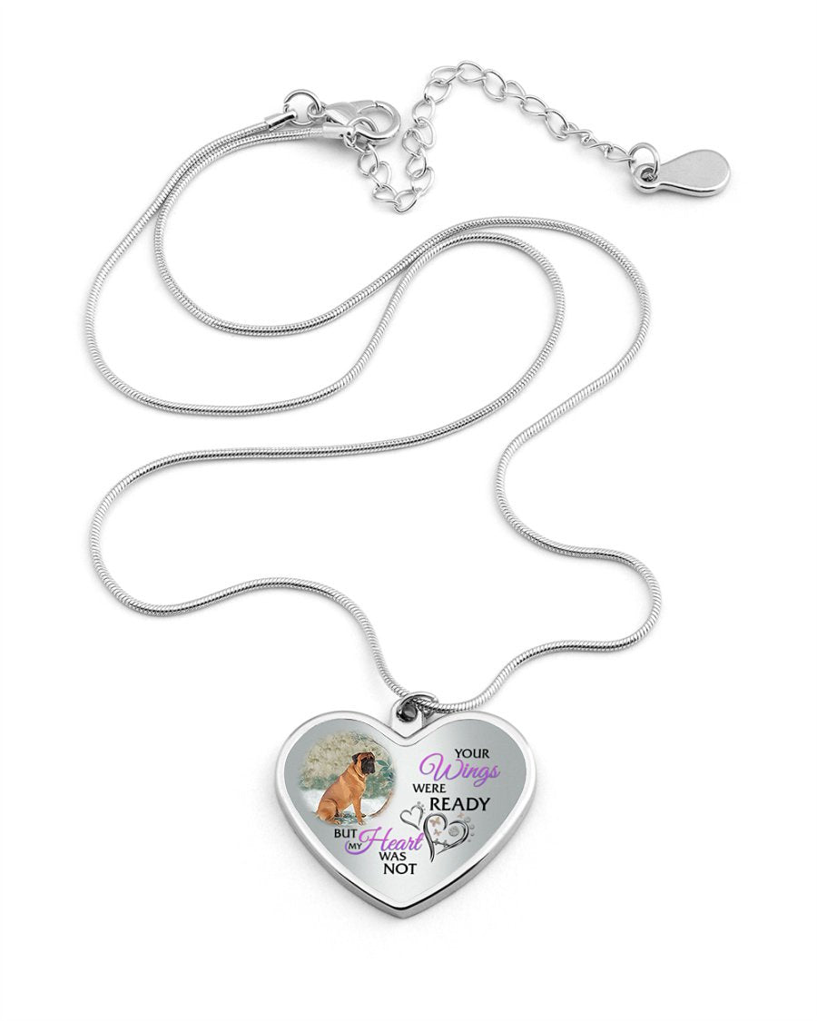 Bullmastiff Your Wings Metallic Heart Necklace