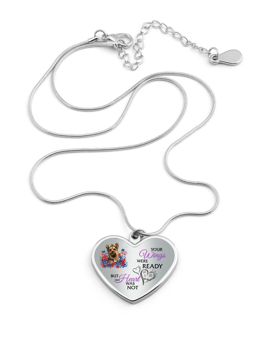 Loyalty-Yorkshire Terrier 2 Your Wings Metallic Heart Necklace