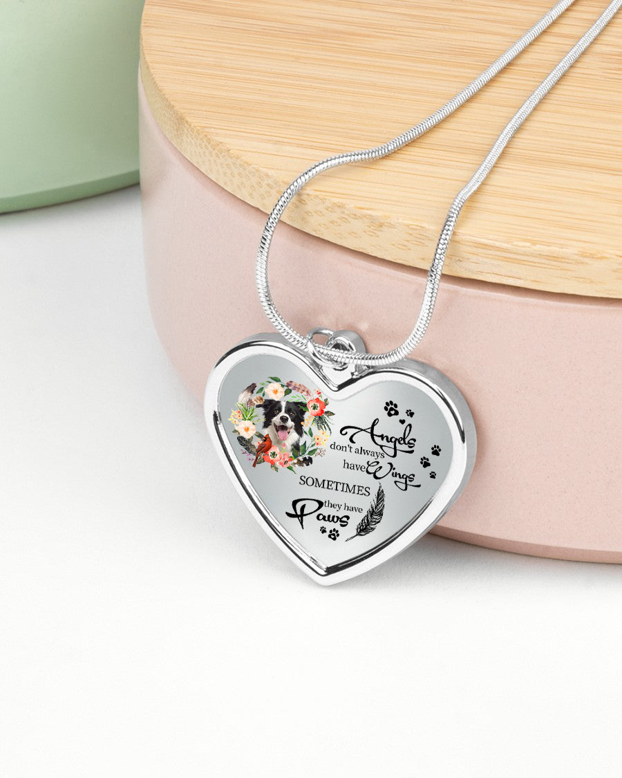 Personalized Memorial Heart Necklace-Angels Have Paws Necklace