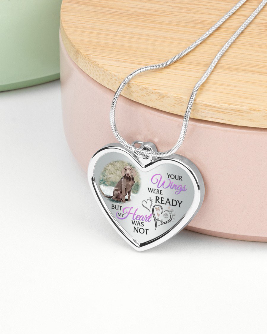 Weimaraner Your Wings Metallic Heart Necklace