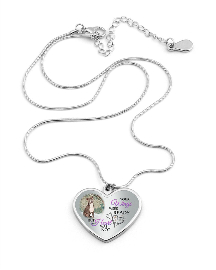 Staffordshire Terrier Your Wings Metallic Heart Necklace