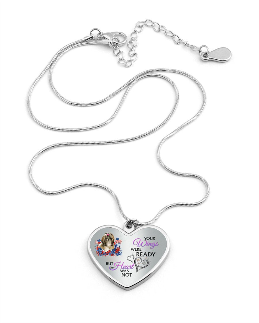 Loyalty-Shih Tzu 1 Your Wings Metallic Heart Necklace