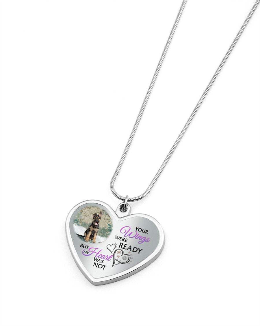German Shepherd Your Wings Metallic Heart Necklace