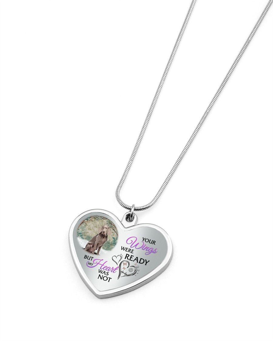 Weimaraner Your Wings Metallic Heart Necklace