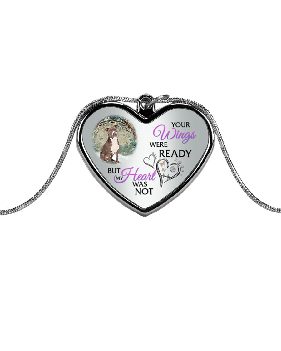 Staffordshire Terrier Your Wings Metallic Heart Necklace