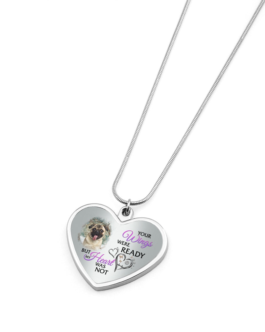 Pug Your Wings Metallic Heart Necklace
