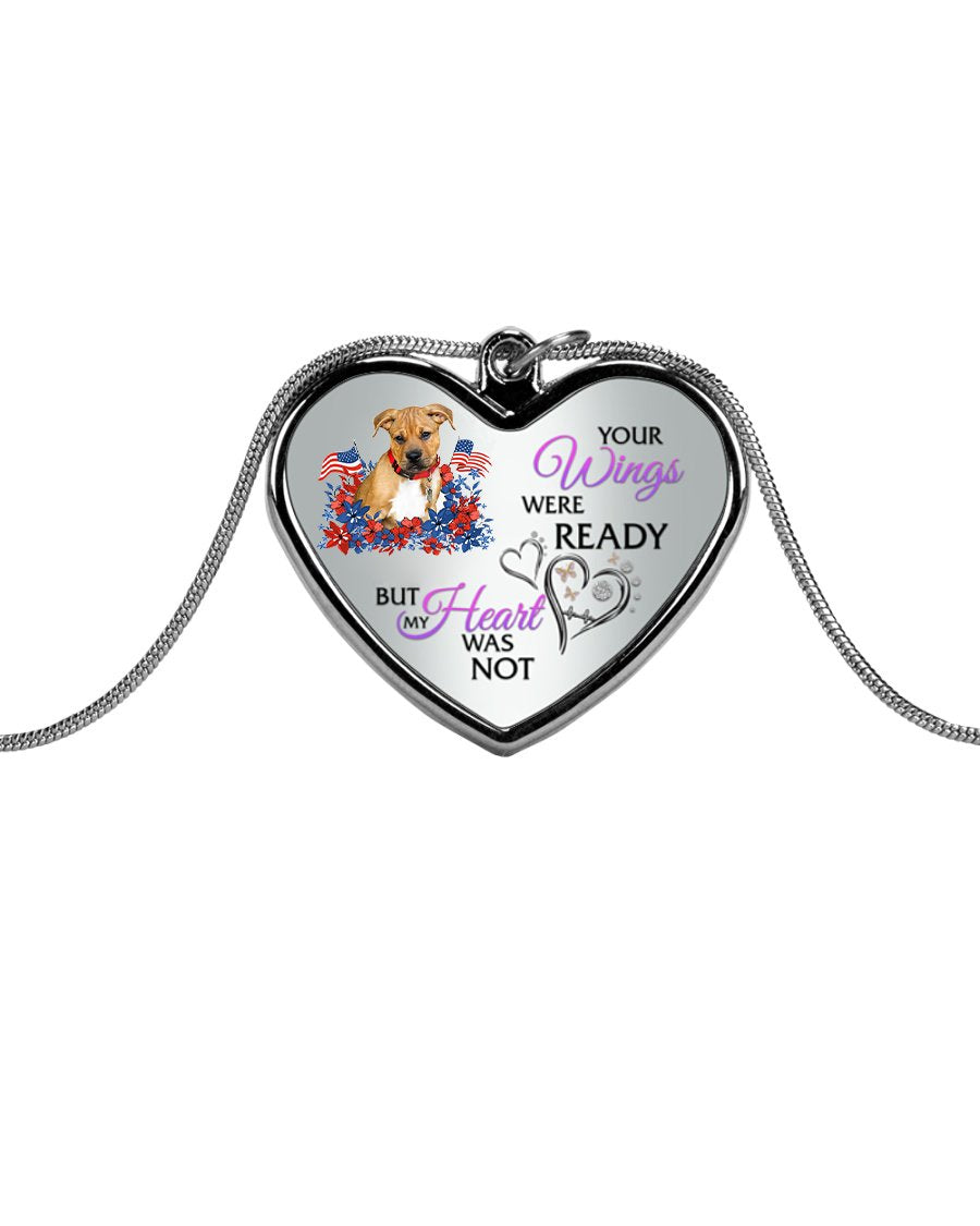 Loyalty-Pitbull Boxer Mix Your Wings Metallic Heart Necklace