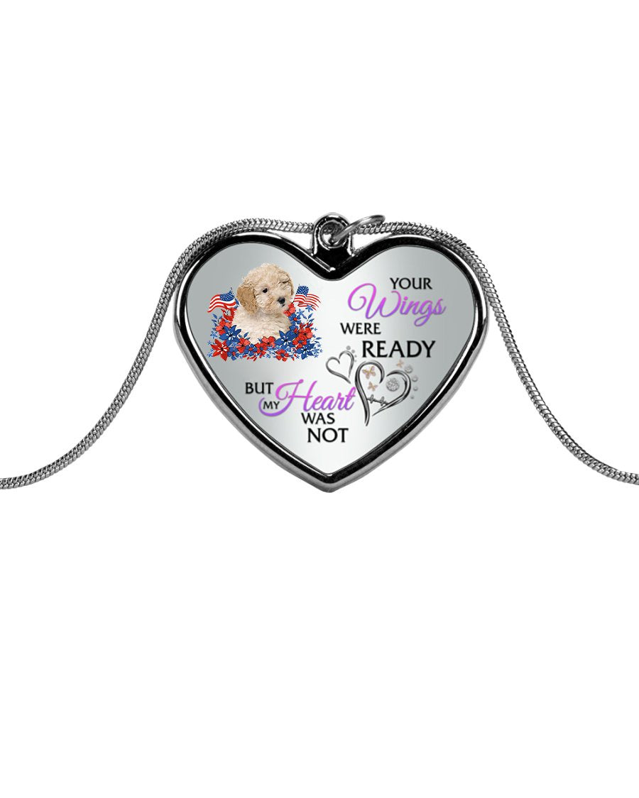Loyalty-CREAM Toy Poodle Your Wings Metallic Heart Necklace