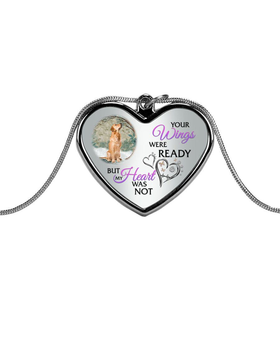 Golden Retrieve Your Wings Metallic Heart Necklace