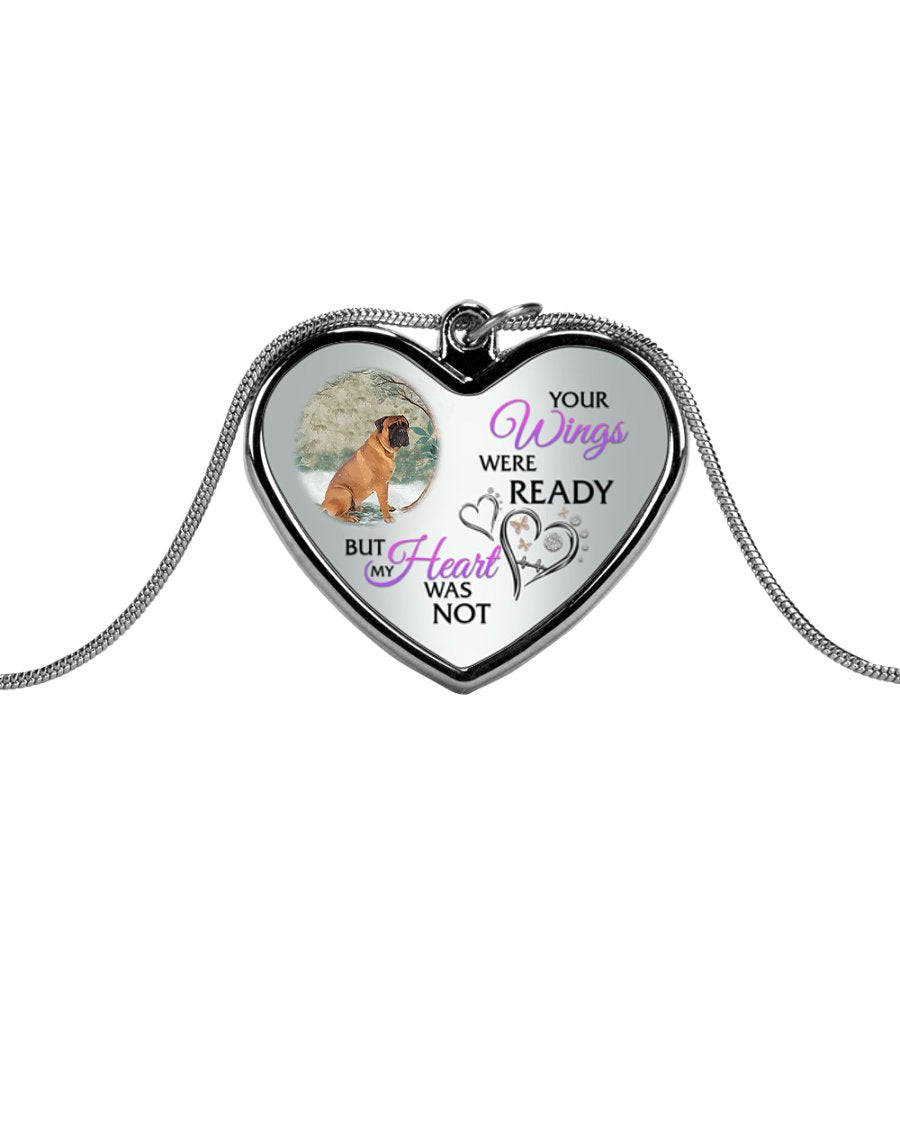 Bullmastiff Your Wings Metallic Heart Necklace