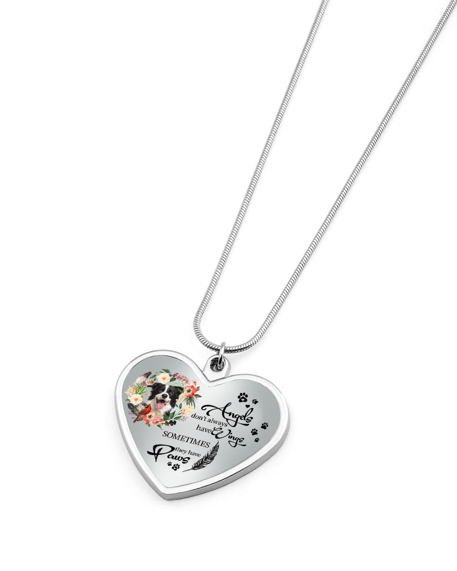 Personalized Memorial Heart Necklace-Angels Have Paws Necklace