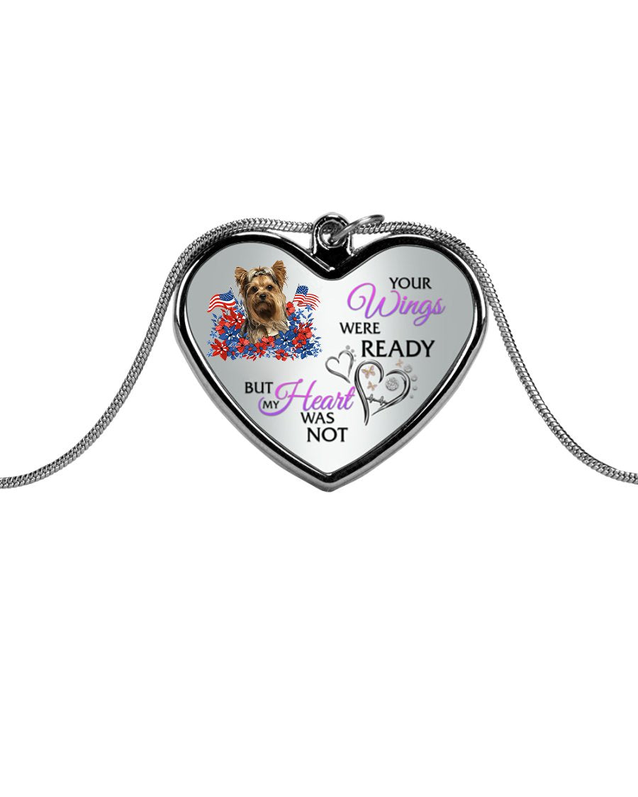 Loyalty-Yorkshire Terrier 2 Your Wings Metallic Heart Necklace