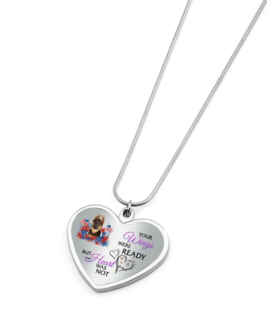 Loyalty-German Shepherd 1 Your Wings Metallic Heart Necklace