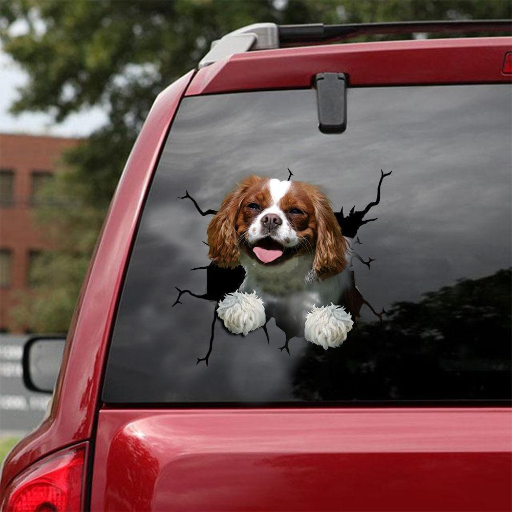 Cavalier King Charles Spaniel Crack Car Sticker, Toilet Sticker, Fridge Sticker 7