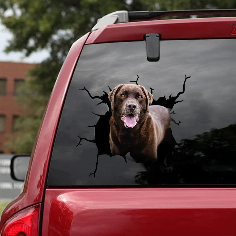 Chocolate Labrador Retriever Crack Car Sticker, Toilet Sticker, Fridge Sticker 4