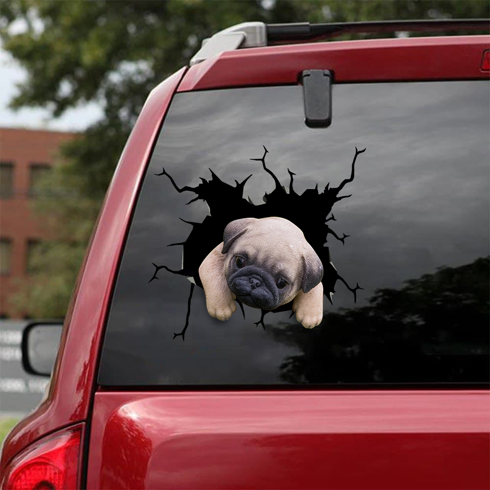 Pug Crack Car Sticker 8