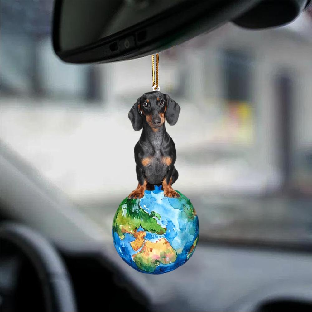 Dachshund2-Around My Dog-Two Sided Ornament