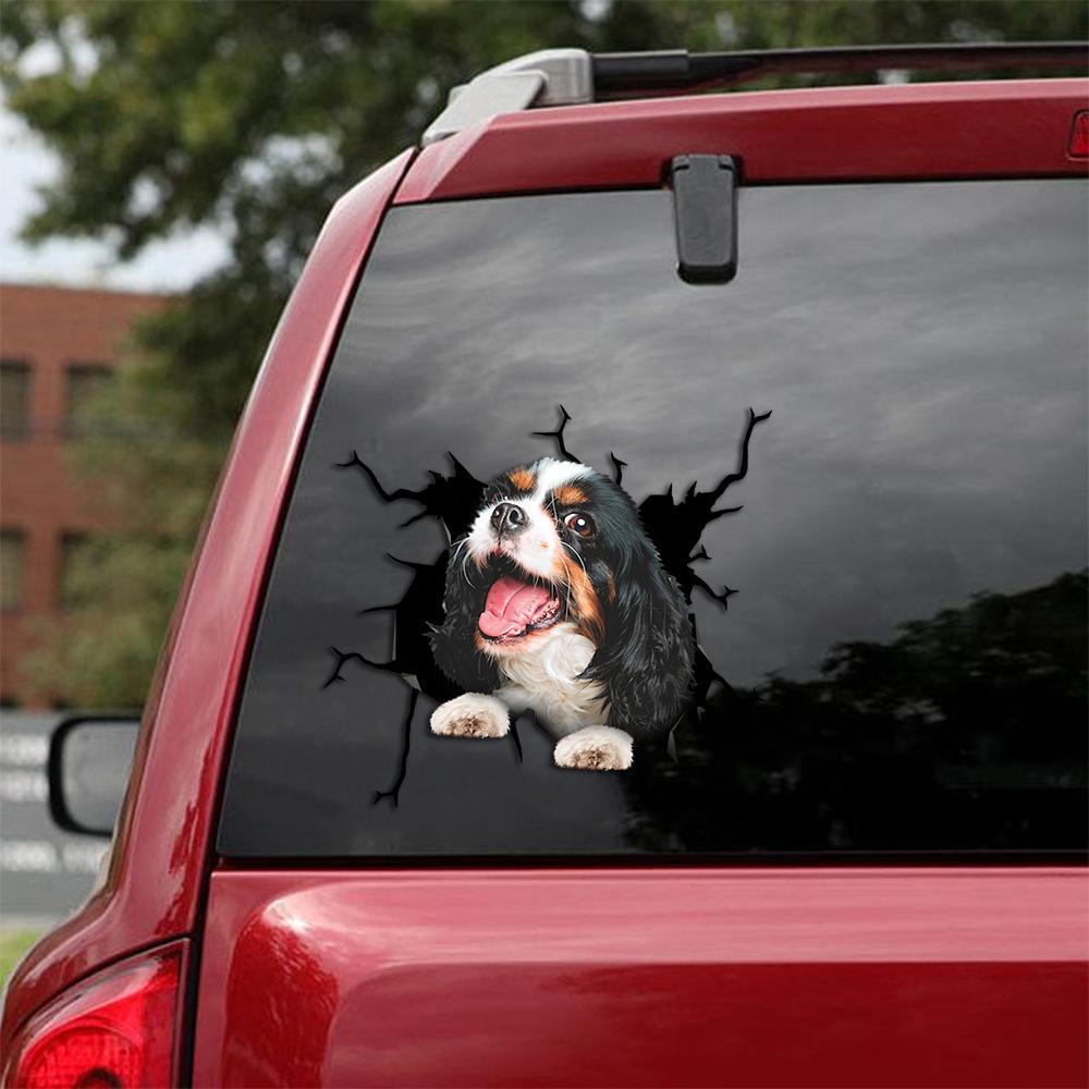 Cavalier King Charles Spaniel Crack Car Sticker, Toilet Sticker, Fridge Sticker 19