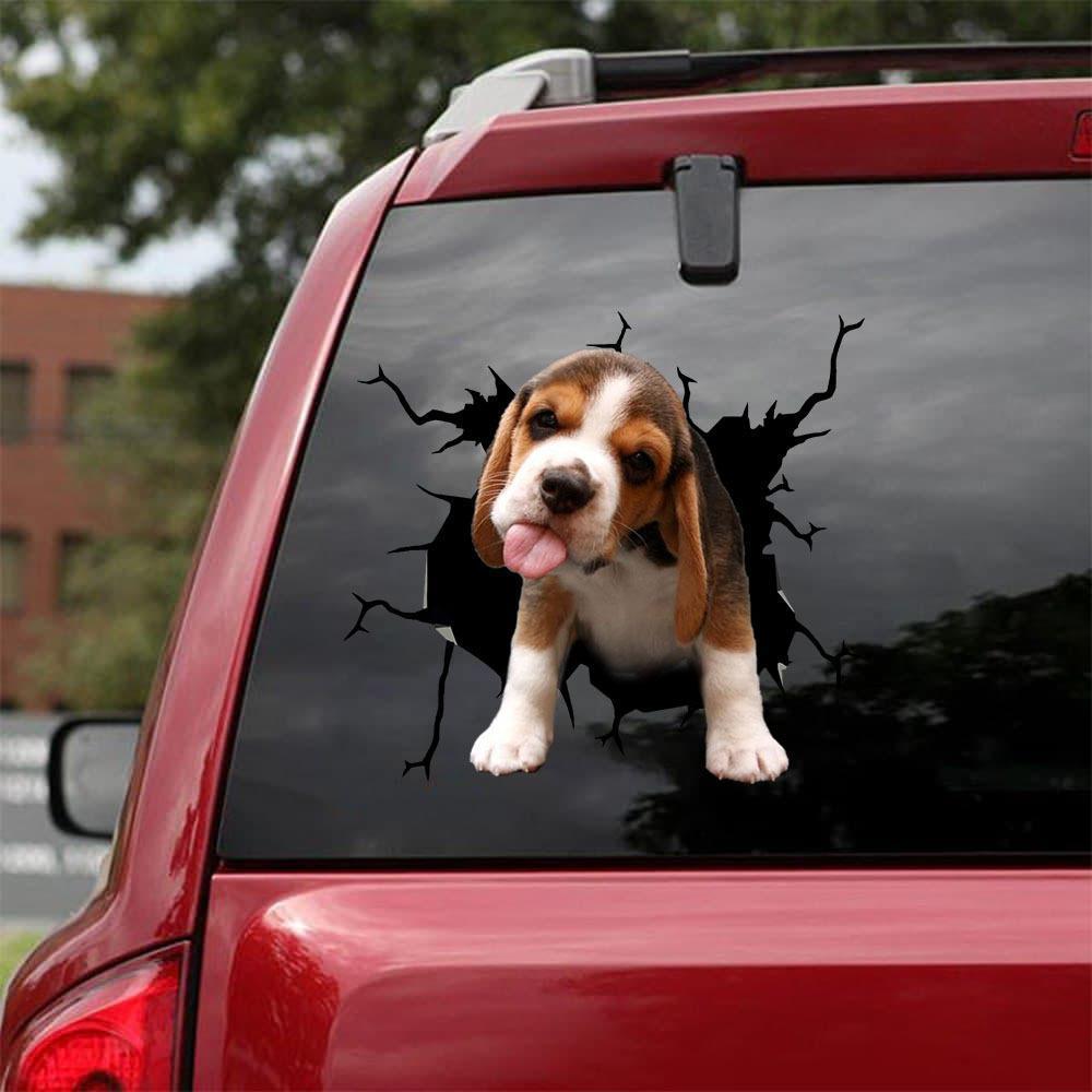 Beagle Crack Car Sticker, Toilet Sticker, Fridge Sticker 3