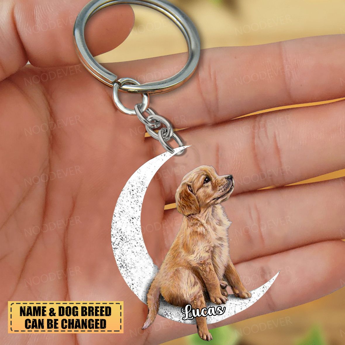 Personalized Dog Sit On The Moon Keychain-Gift For Dog Loves