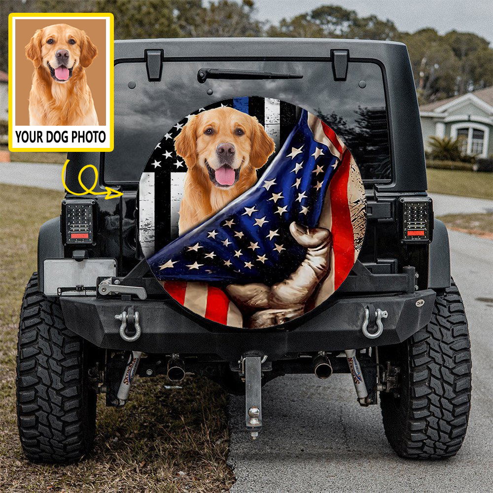 For Dog Lover-Personalized Dog Inside American Flag Independence Day Spare Tire Cover