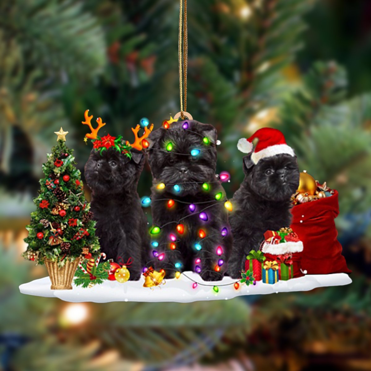 Affenpinscher-Christmas Dog Friends Hanging Ornament