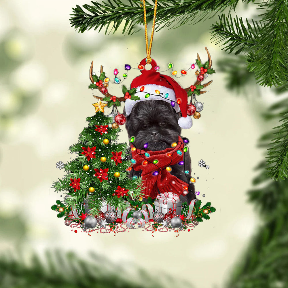 Affenpinscher-Reindeer Christmas-Two Sided Ornament