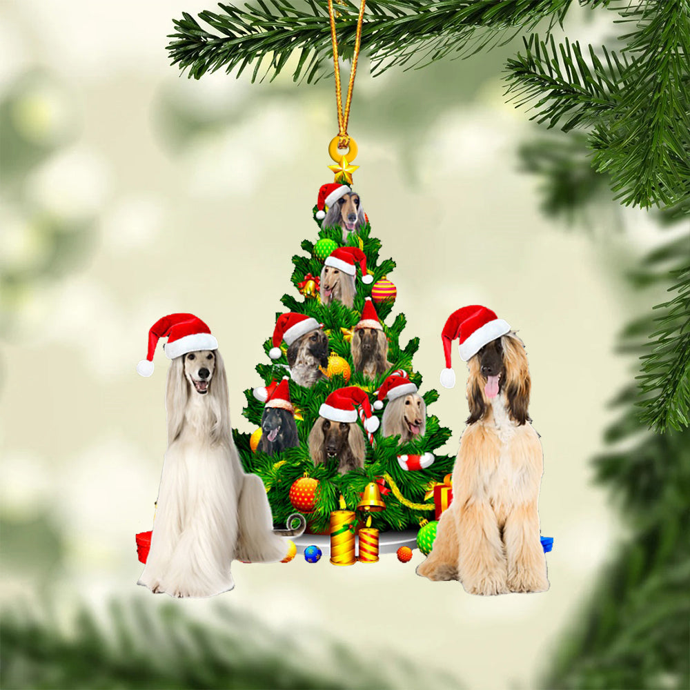 Afghan Hound-Xmas Tree&amp;Dog-Two Sided Ornament