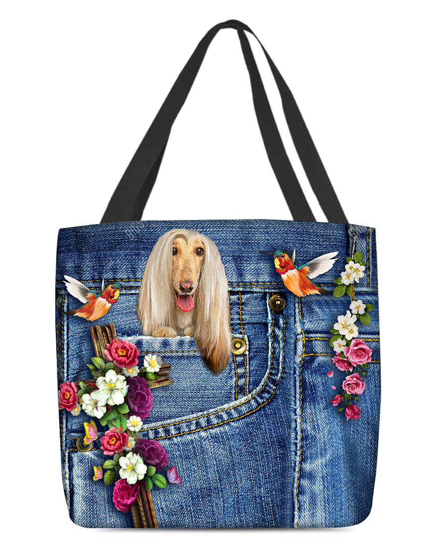 Afghan Hounds-Cardinal &amp; Cross Flower Cloth Tote Bag