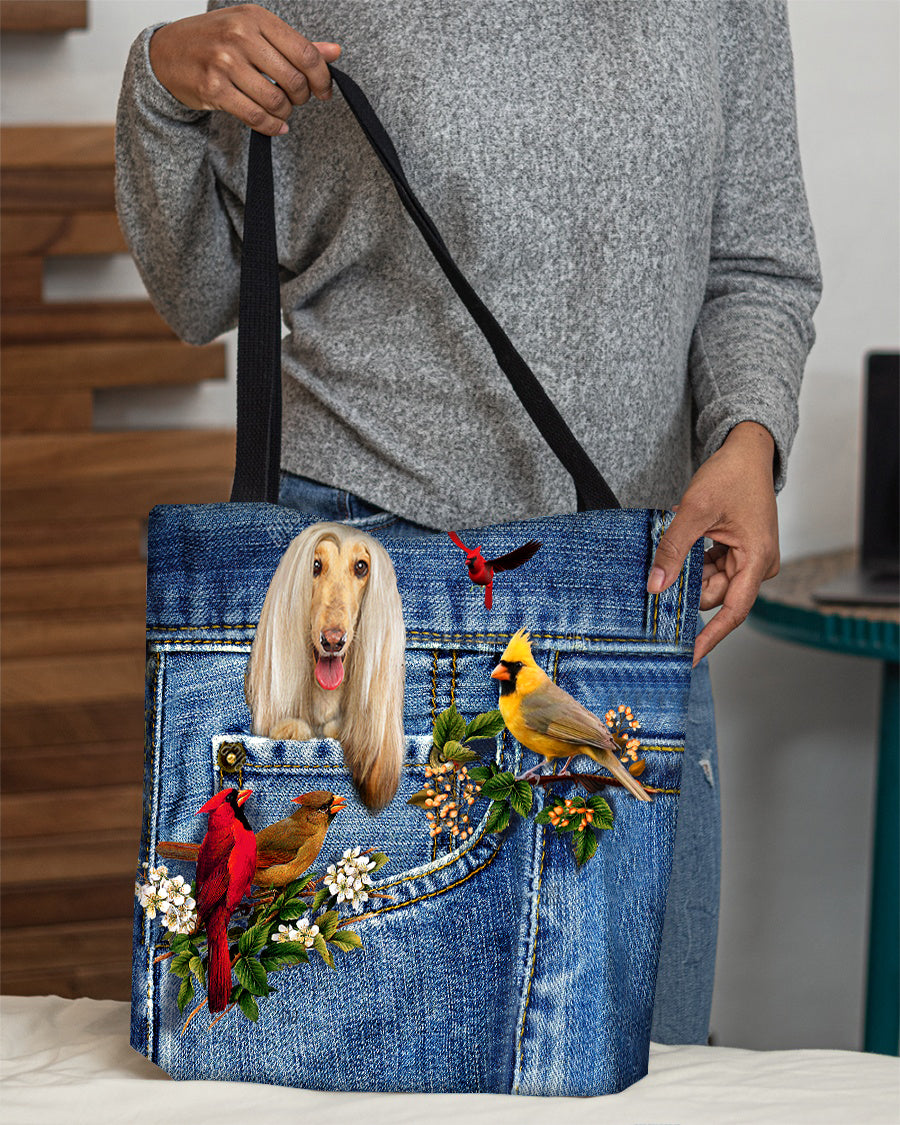 Afghan Hounds-Cardinal &amp; Dog Cloth Tote Bag