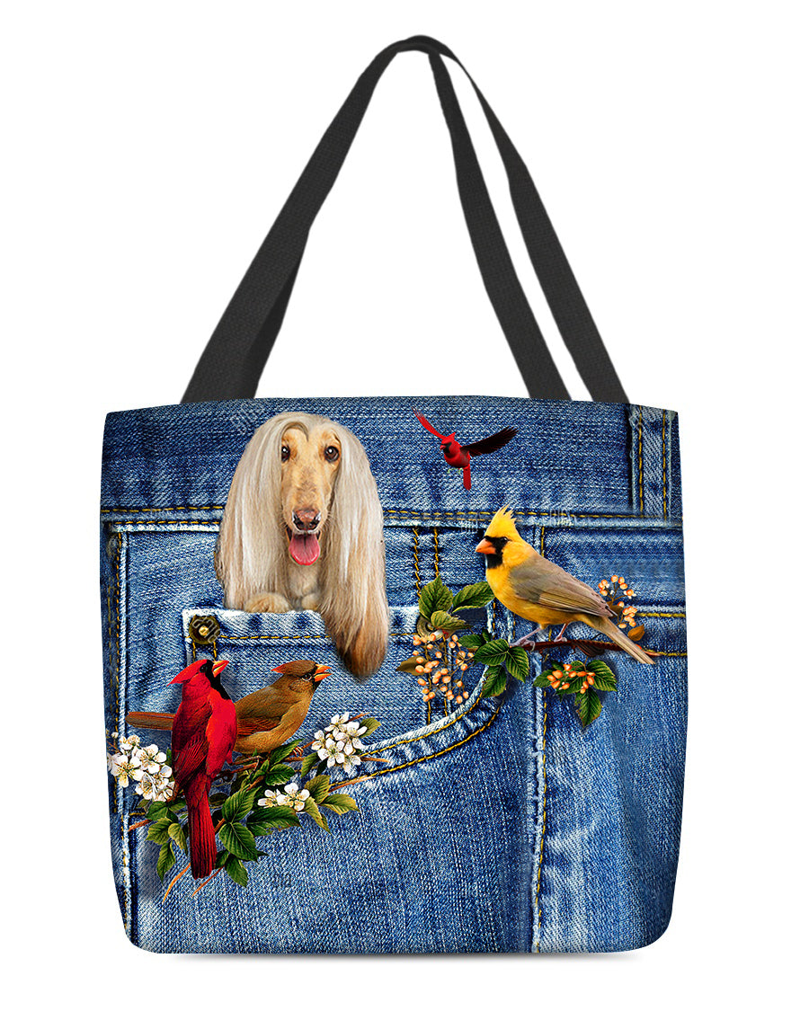 Afghan Hounds-Cardinal &amp; Dog Cloth Tote Bag