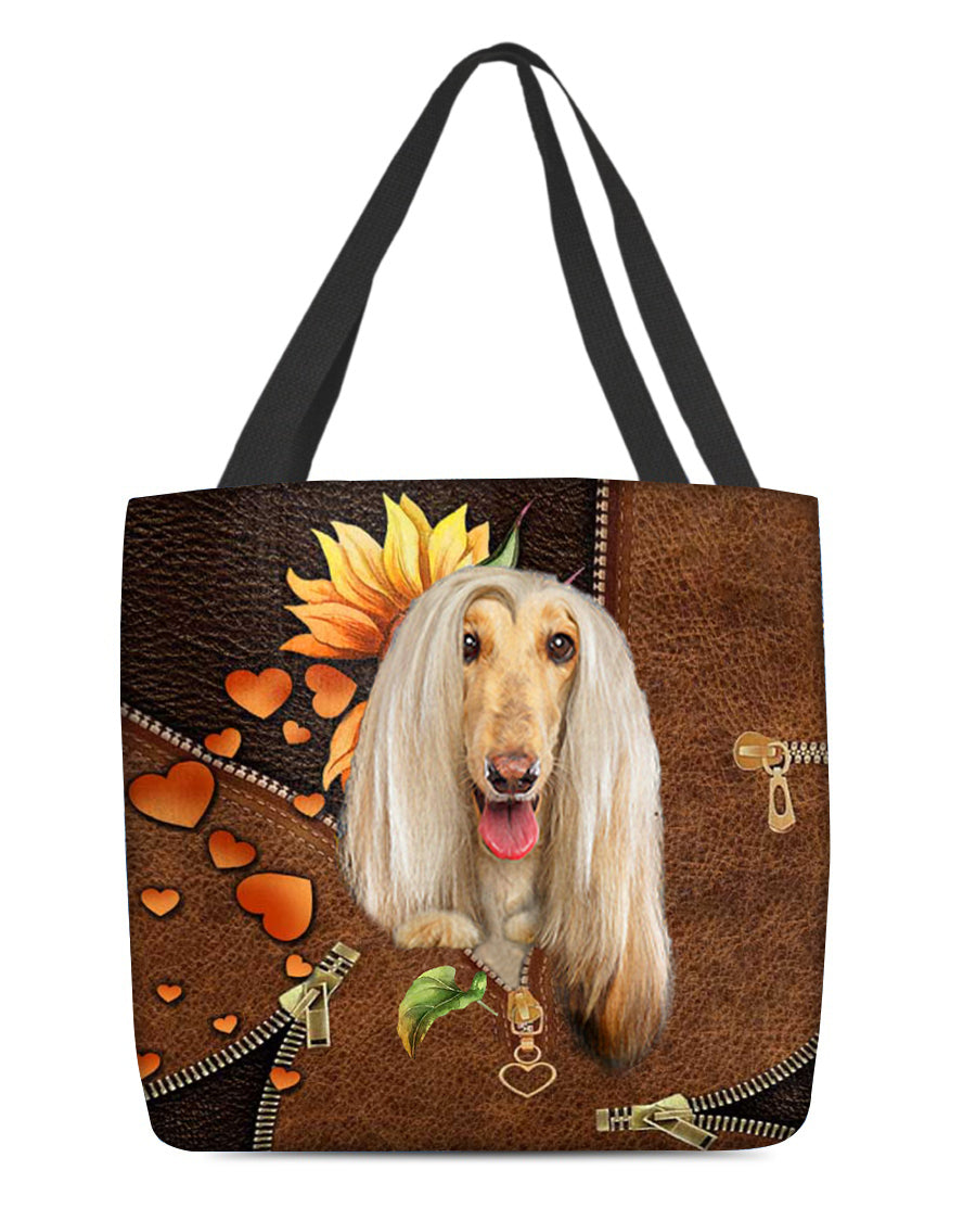 Afghan Hounds-Sunflower&amp;zipper Cloth Tote Bag