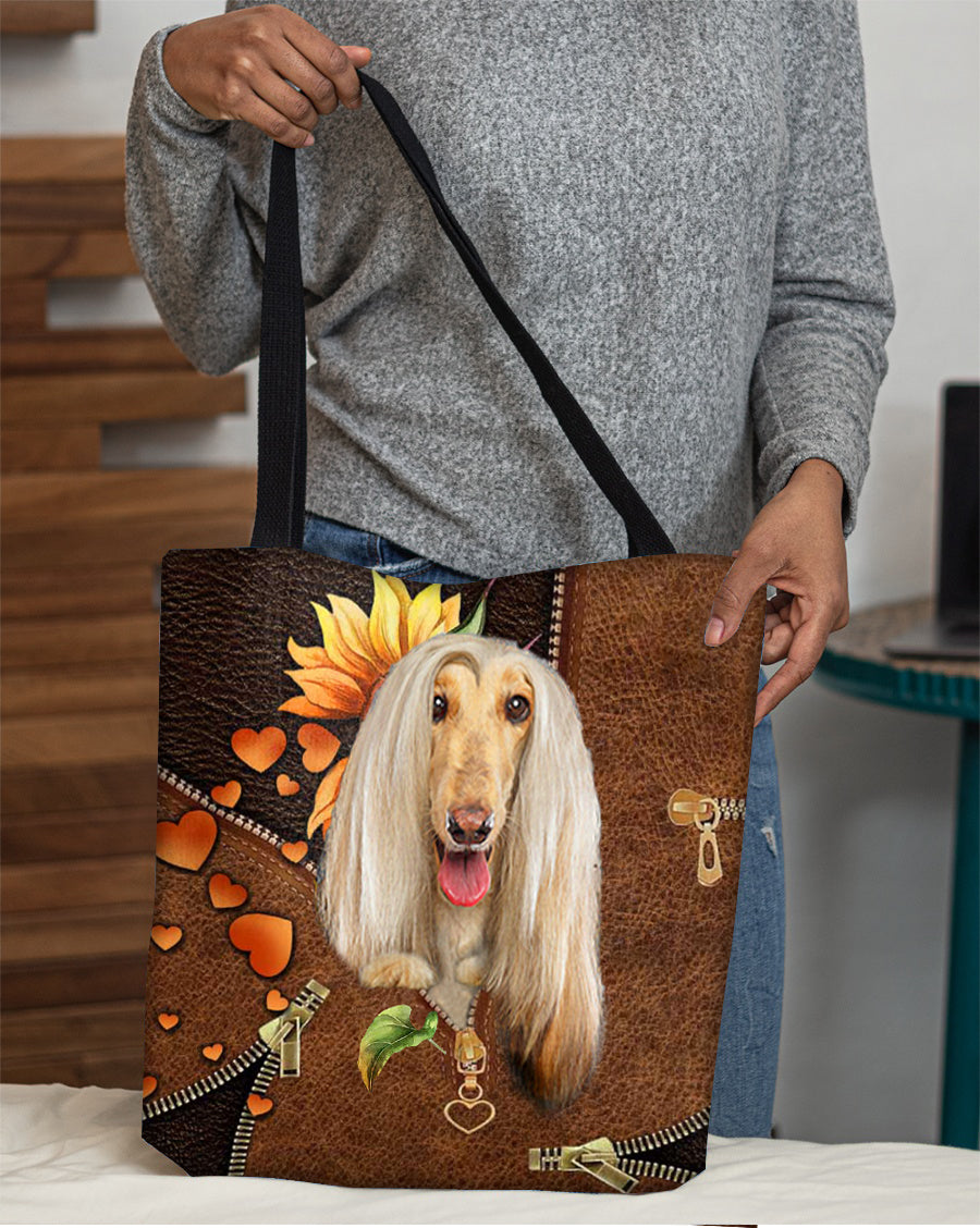 Afghan Hounds-Sunflower&amp;zipper Cloth Tote Bag