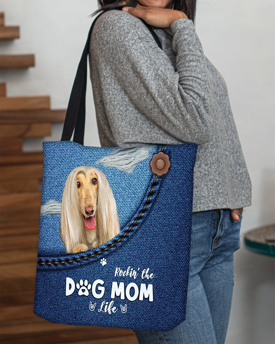 Afghan Hounds-Dog Mom Life-Cloth Tote Bag