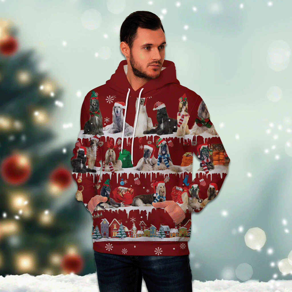 Afghan Hound - Snow Christmas - 3D Hoodie