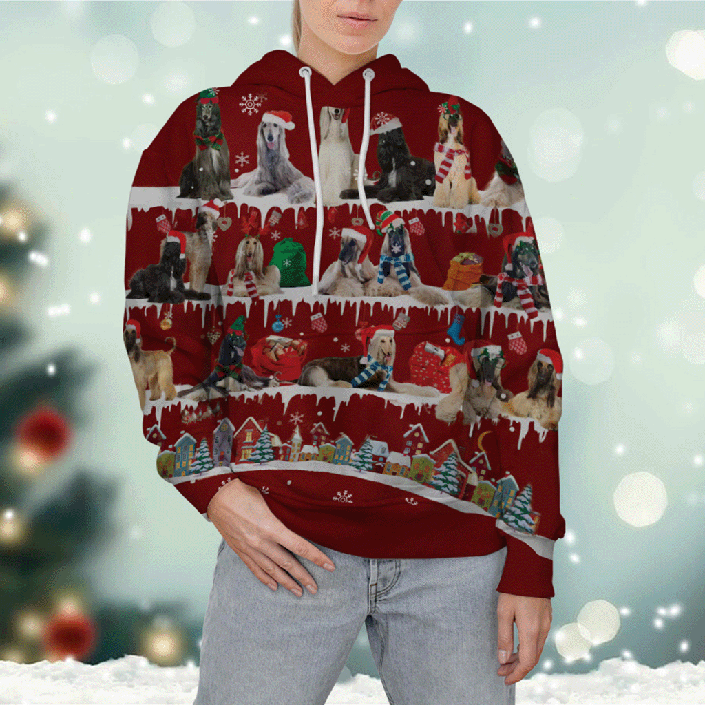 Afghan Hound - Snow Christmas - 3D Hoodie