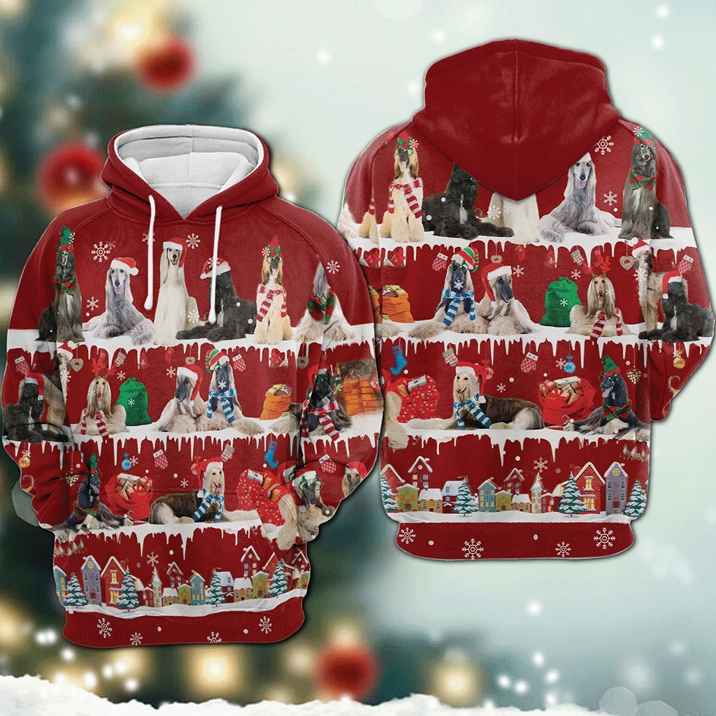 Afghan Hound - Snow Christmas - 3D Hoodie