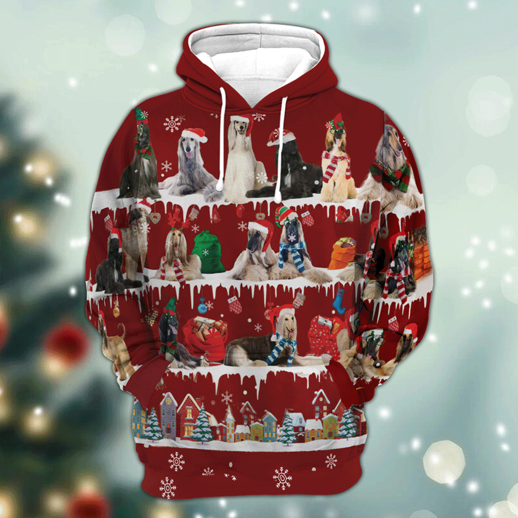 Afghan Hound - Snow Christmas - 3D Hoodie