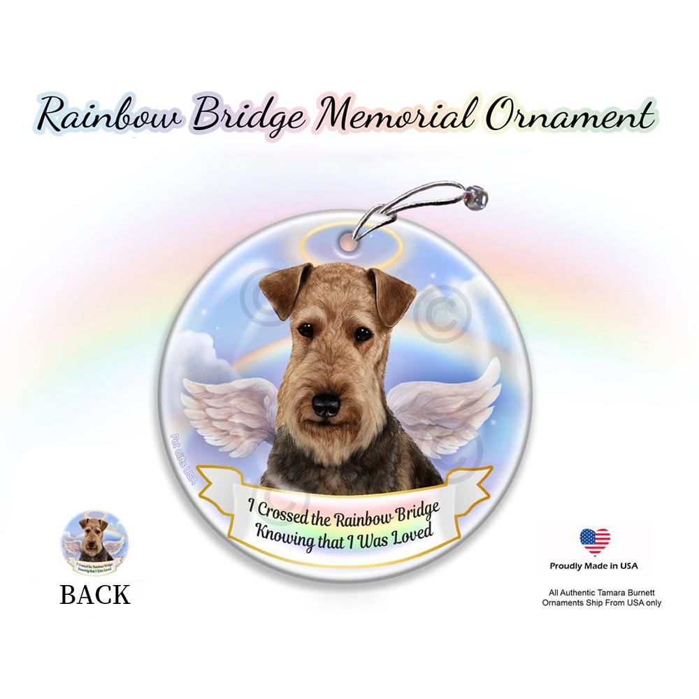 Rainbow Bridge Memorial-Airedale Porcelain Hanging Ornament