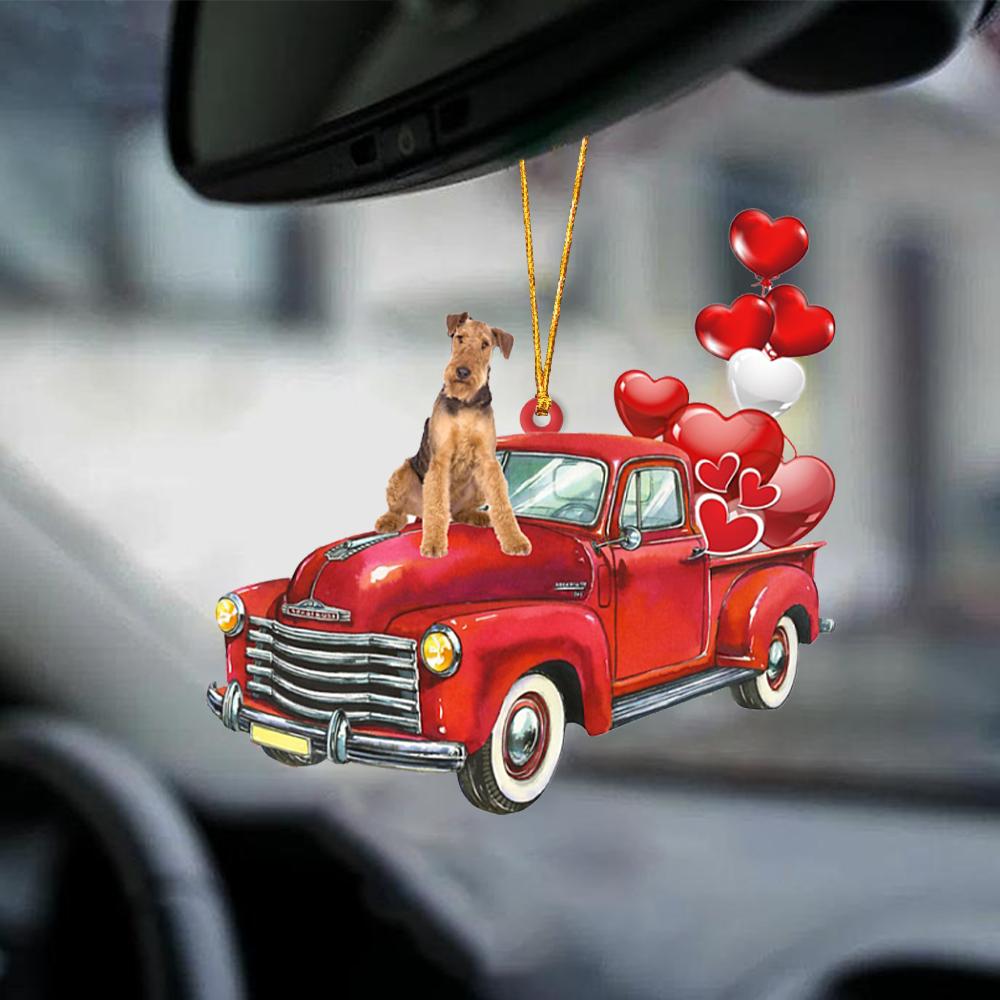 Airedale Terrier-Red Sports car-Two Sided Ornament