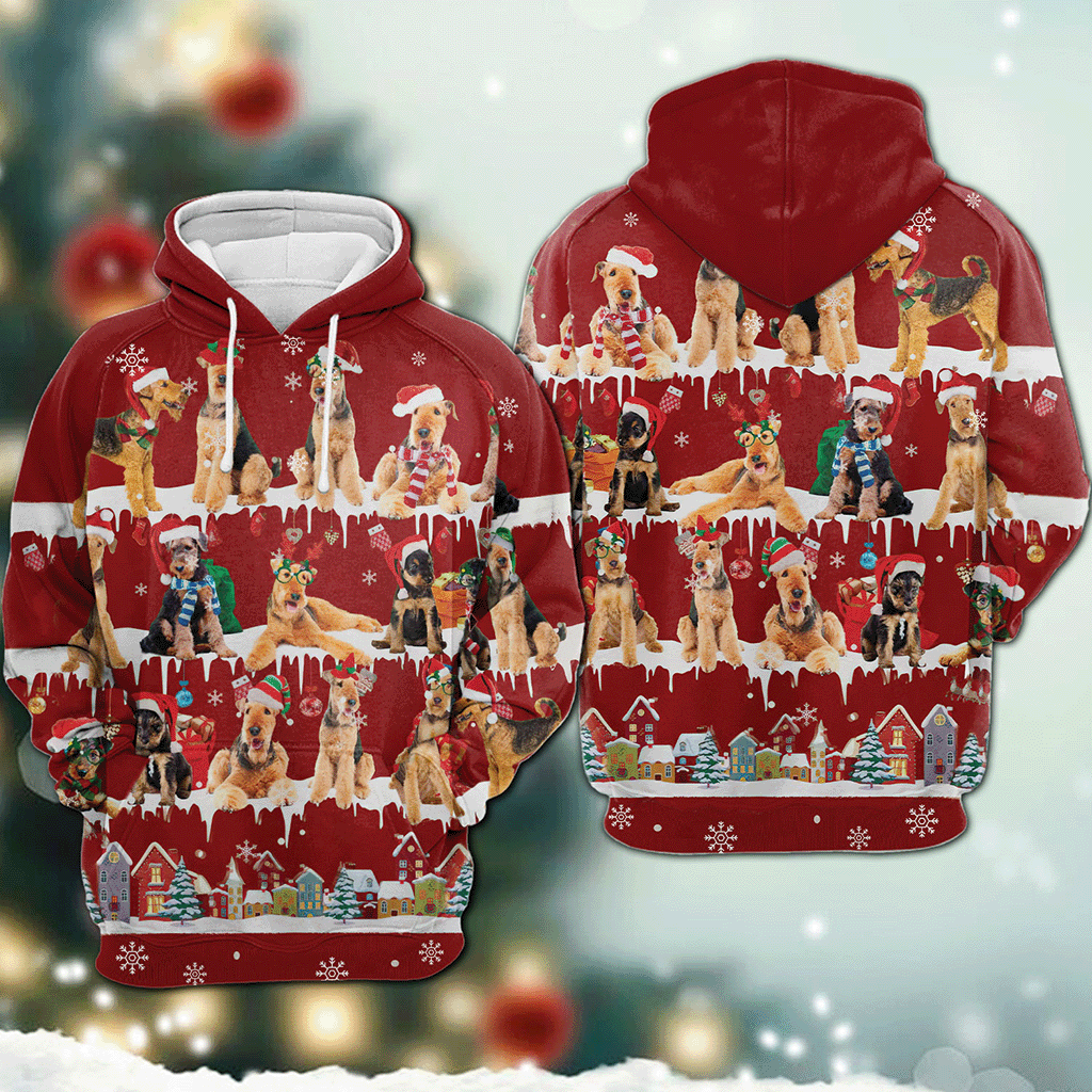 Airedale Terrier - Snow Christmas - 3D Hoodie