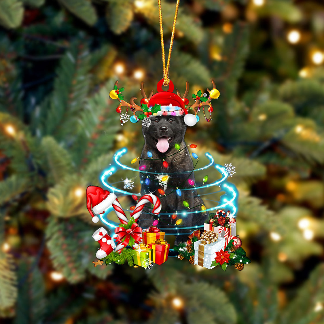 Akita-Christmas Candy&amp;Gift-Two Sided Ornament