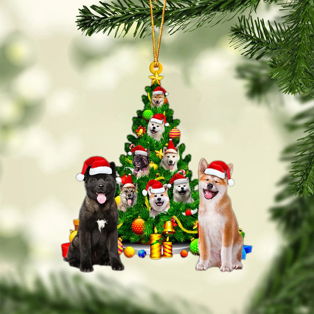 Akita-Xmas Tree&amp;Dog-Two Sided Ornament