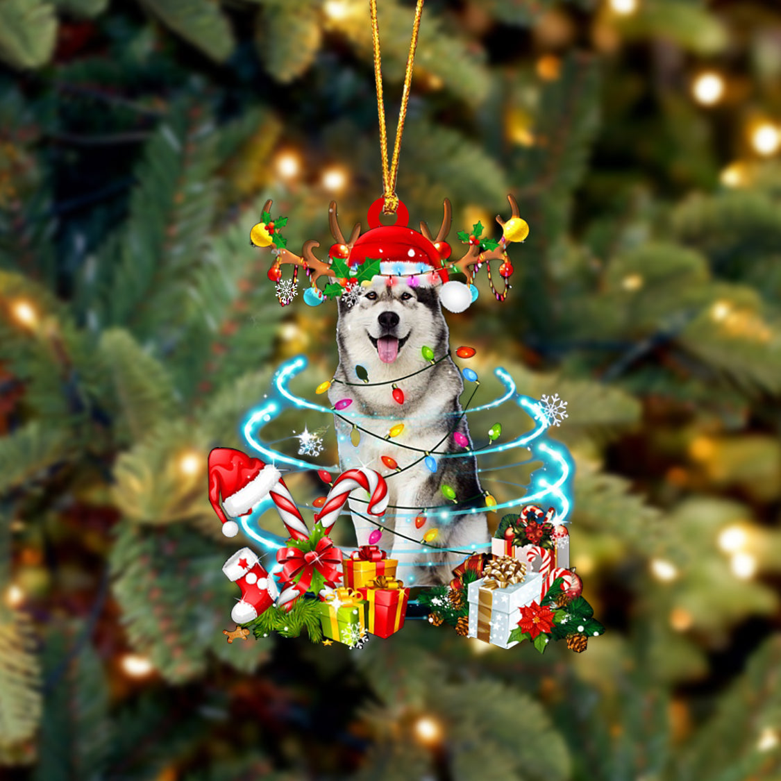 Alaskan Malamute-Christmas Candy&amp;Gift-Two Sided Ornament