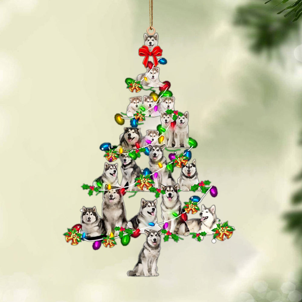 Alaskan Malamute-Christmas Tree Lights-Two Sided Ornament