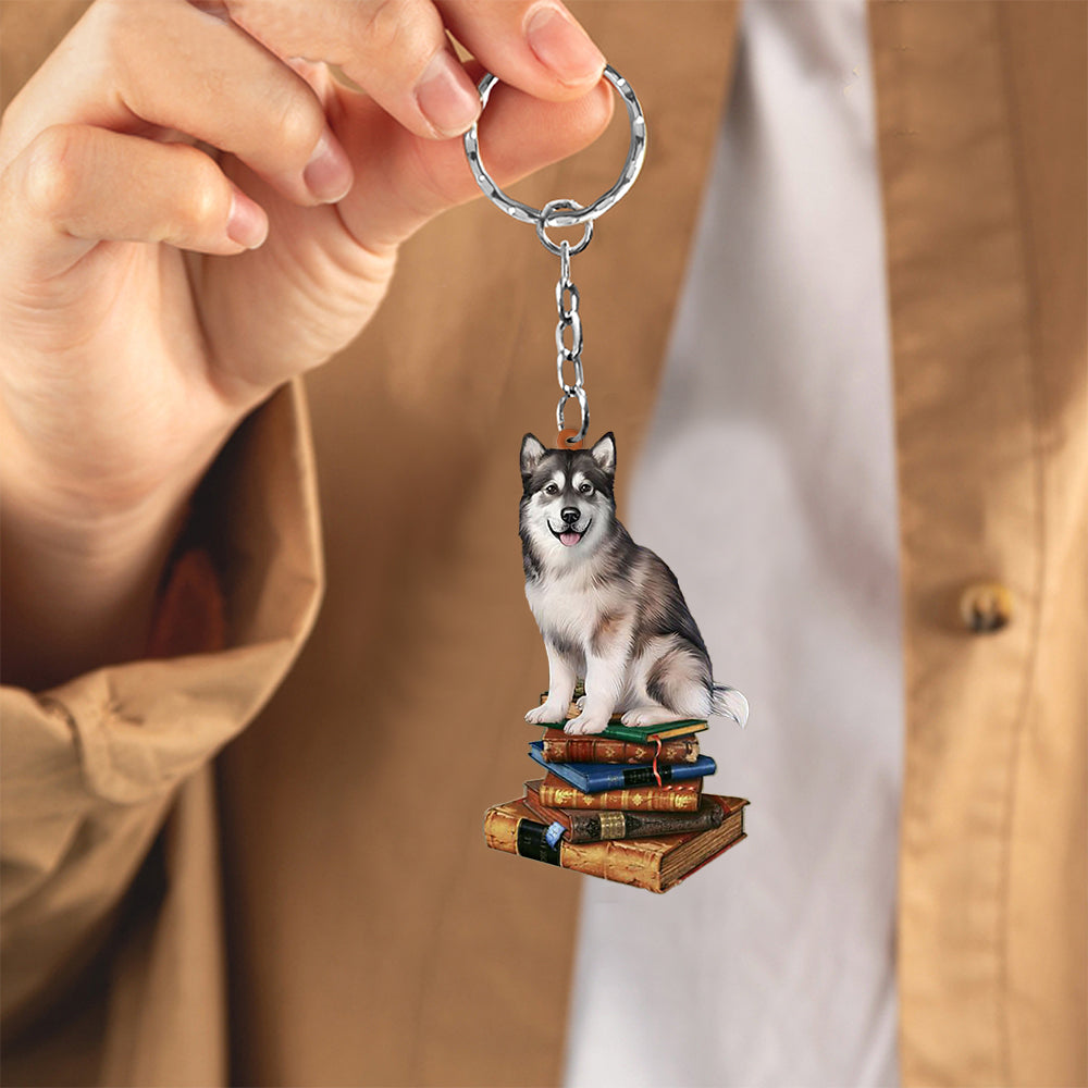 Alaskan Malamute-Sit On The Book-Flat Acrylic Keychain