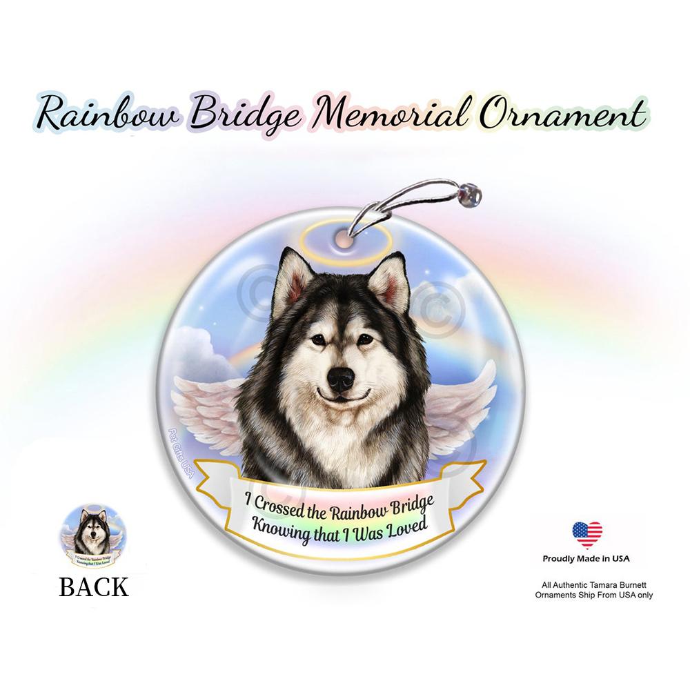 Rainbow Bridge Memorial-Alaskan Malamute Porcelain Hanging Ornament