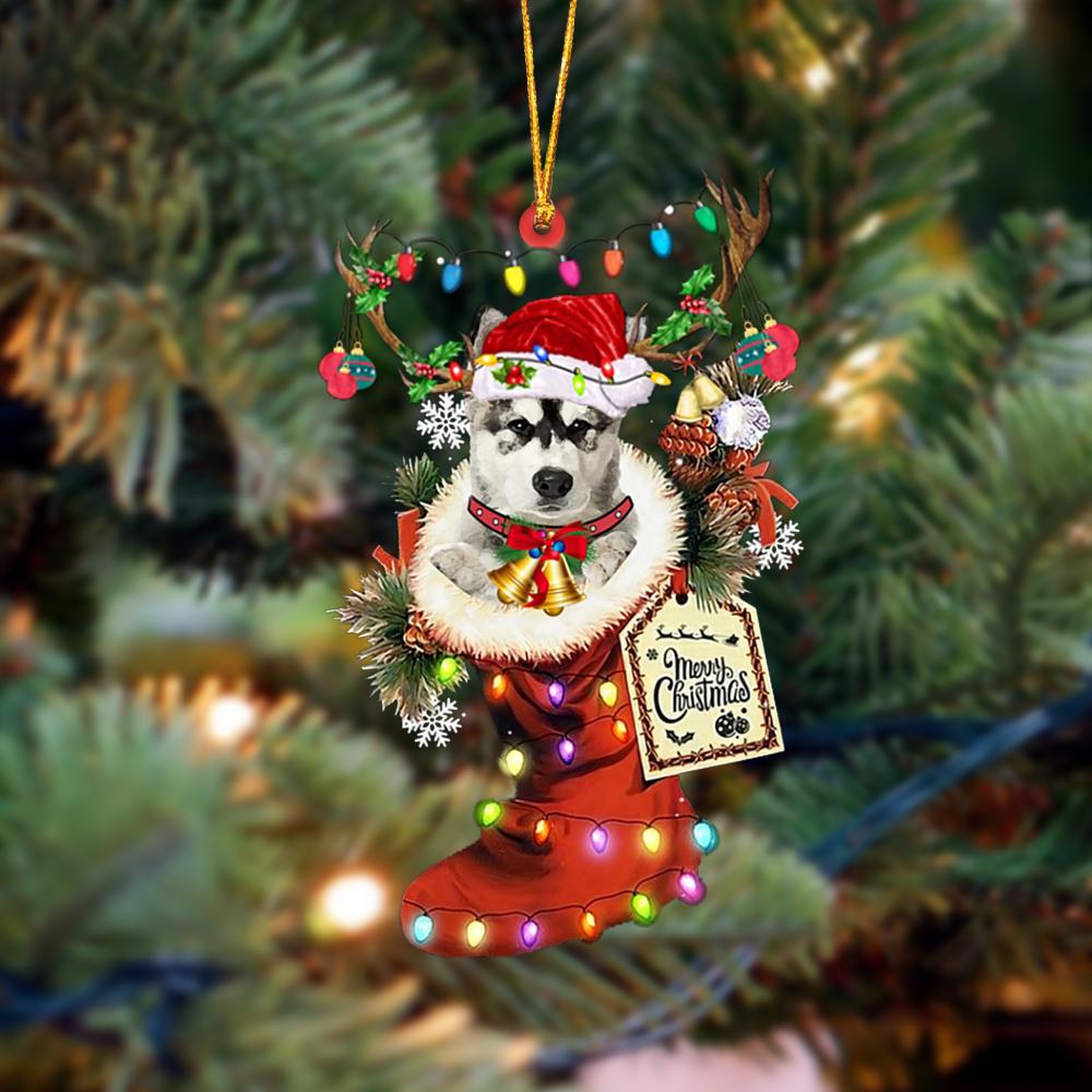 Alaskan Malamutes-Xmas Boot-Two Sided Ornament