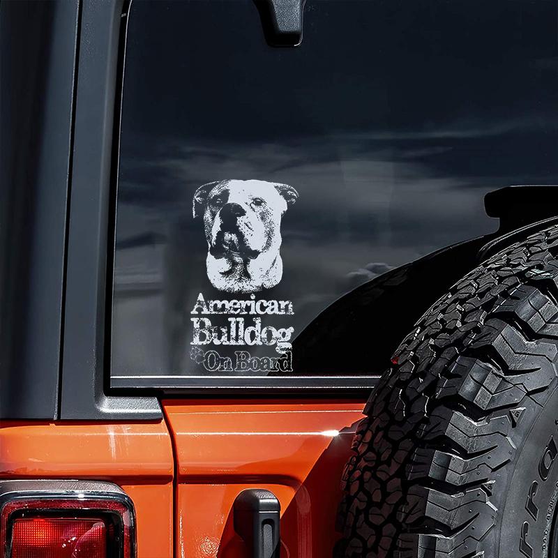 American Bulldog on Board-Car Window Sticker-Dog Sign Decal