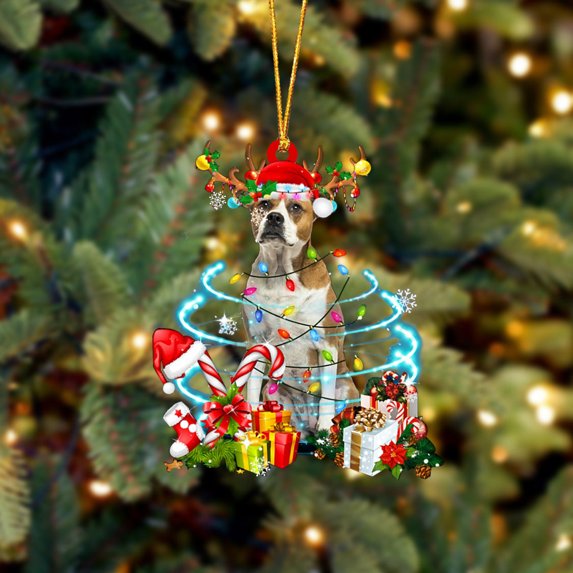 American Bulldog-Christmas Candy&amp;Gift-Two Sided Ornament